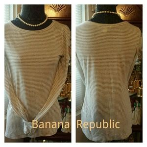 Banana Republic Like New stripped tan and beige shirt size medium